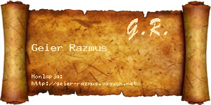 Geier Razmus névjegykártya